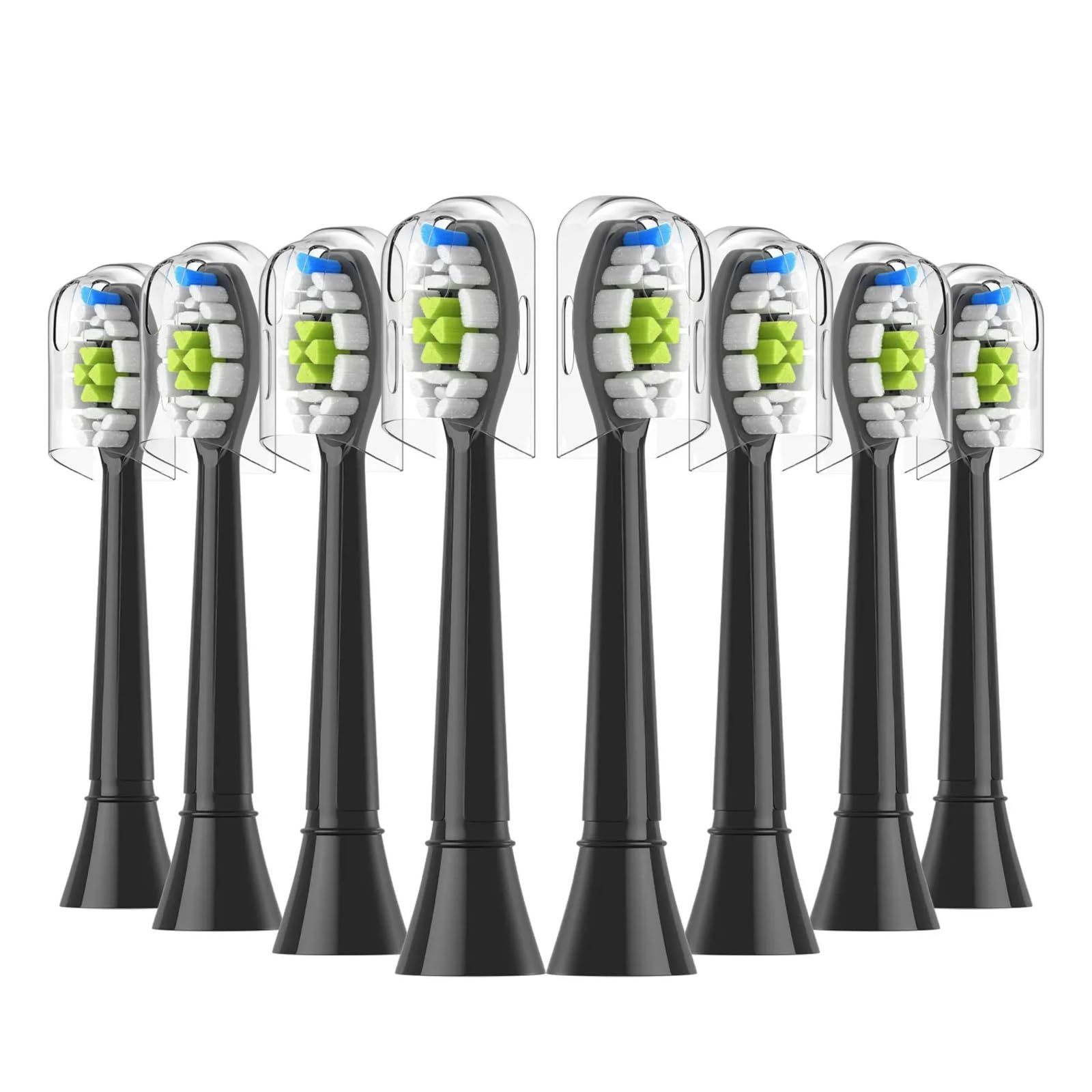 4/8/12/16 testine di ricambio per spazzolino elettrico, compatibili con Philips, 4100 6500 6100 7500 5300 1100 (8 pezzi nero)