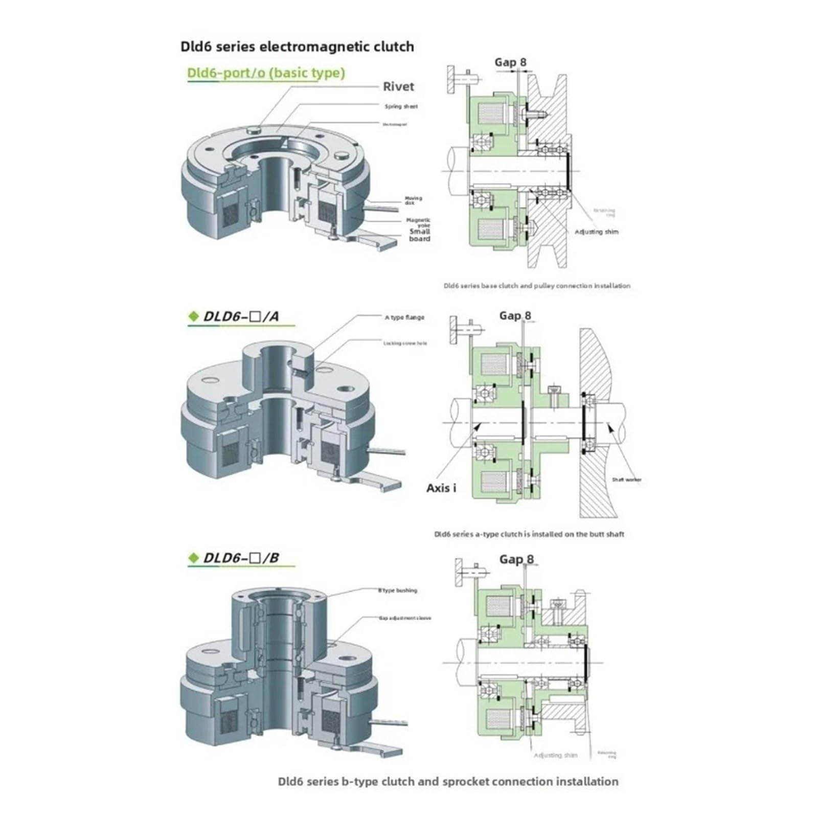 Elektromagnetische Kupplung DLD6-40A 24DVC 40NM Welle 25mm