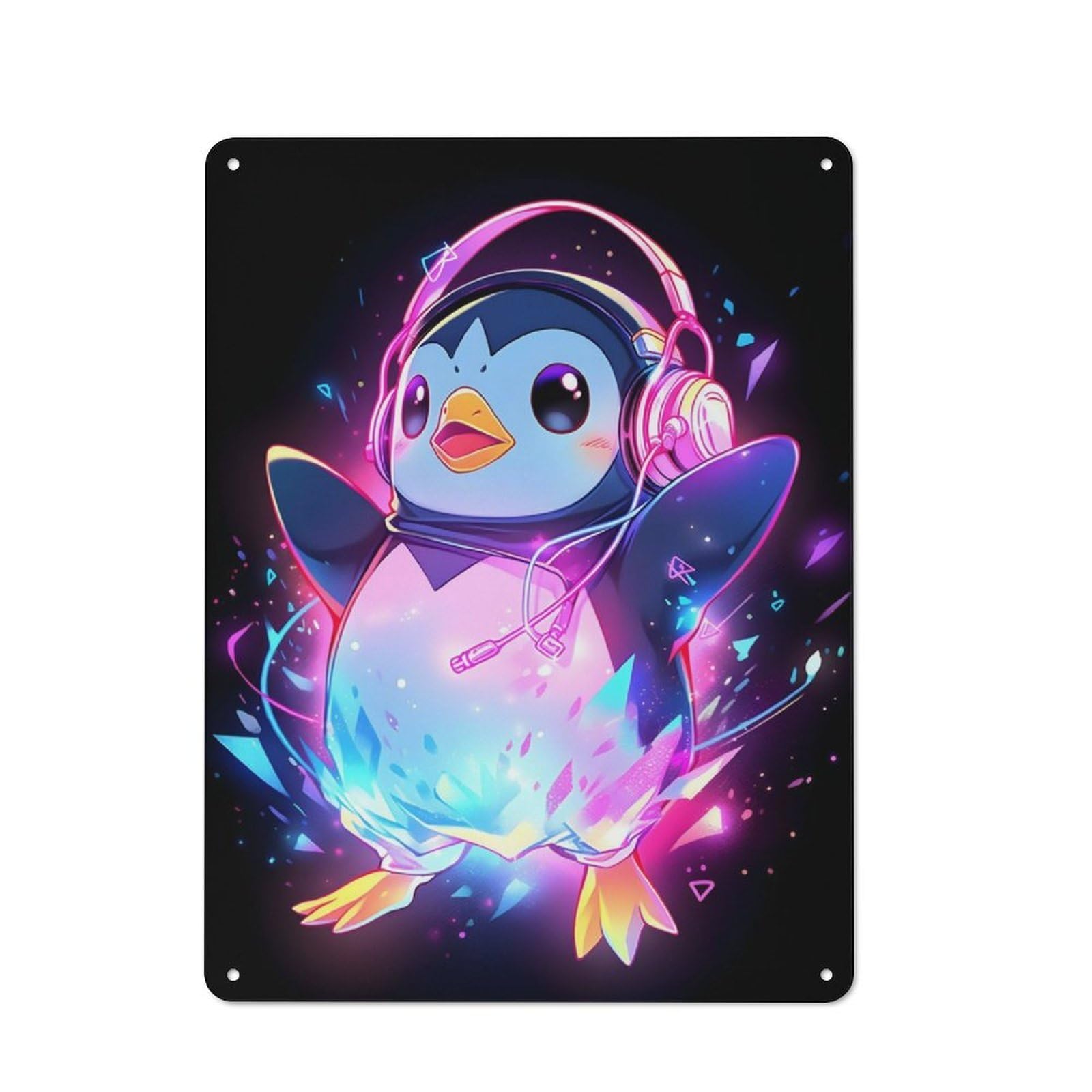 Tin Wall Plaque 40x30cm with Epic Party Penguin for Home Bar Wall, for Hosts Who Enjoy Retro Interiors Refreshing A Room in Autumn