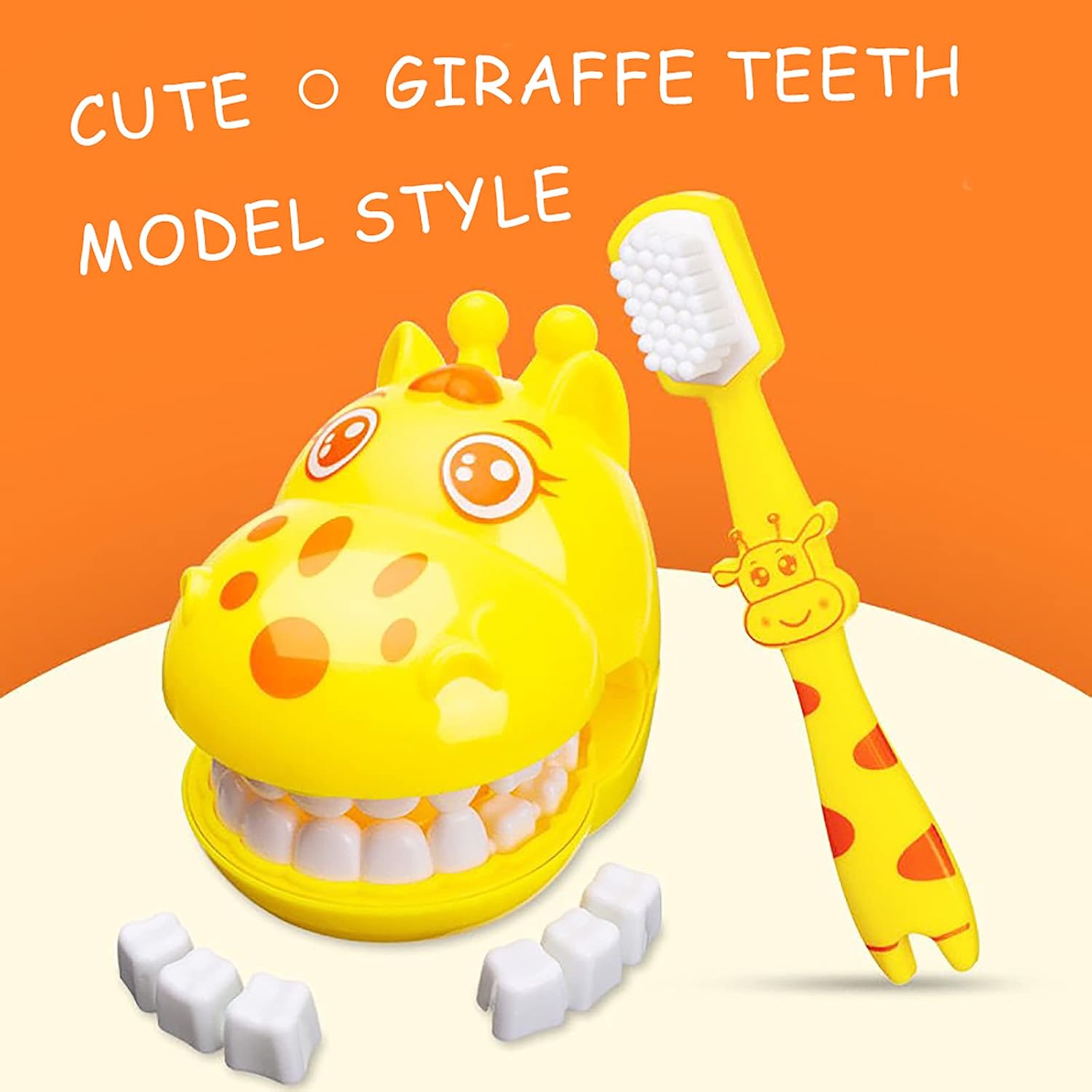 Early Education Brushing Toys, Children Role Play Toys Cute Giraffe Early Education Cartoon Tooth Brushing Practice Toys Model Teaching Children Brushing Model for Kindergarten Kids Child