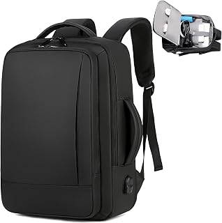 Travel Laptop Backpack 15.6 inch Expandable Large Backpacks for Men Women Waterproof Business College Computer Bag with USB Charging Port, 35L Black