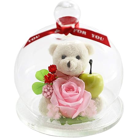 Amazon アートフォーシーズン 光るバラ ベアアップル プリザーブドフラワー ピンク ブルー発光 四つ葉のクローバー入り プリザーブドフラワー オンライン通販