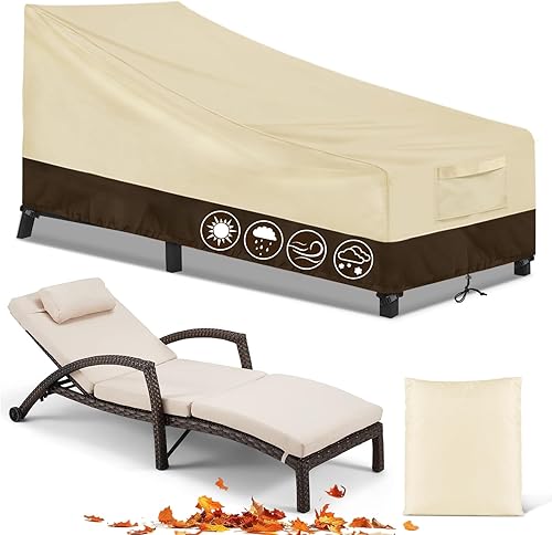 Wanocean Funda para silla de piscina al aire libre  Impermeable 600D Patio Chaise Lounge  Fundas de muebles de patio resistentes para muebles de