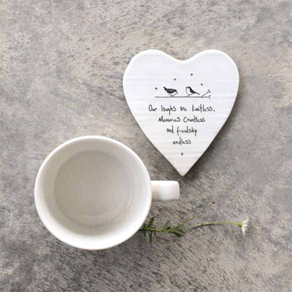 East Of India Black Porcelain Coaster, Laughs Are Limitless' Coaster, Porcelain Gift, Birthday Keepsake, Friendship Keepsake