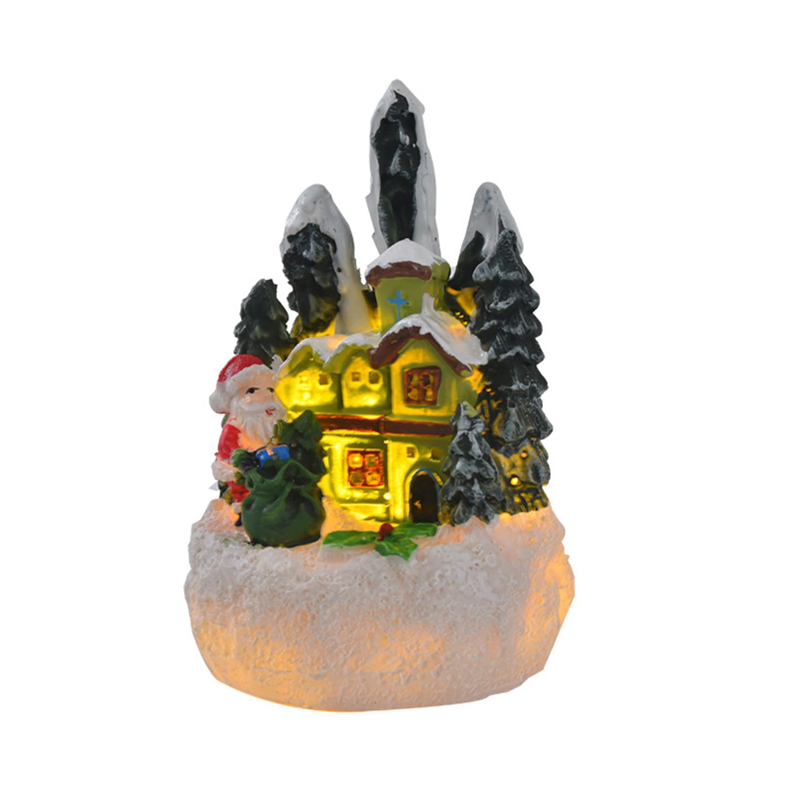 Elnwnnkc Christmas Themed Resin House Figurine Accessories Festives Table Top Embellishment Stylish Desktop Decoration for Home Christmas