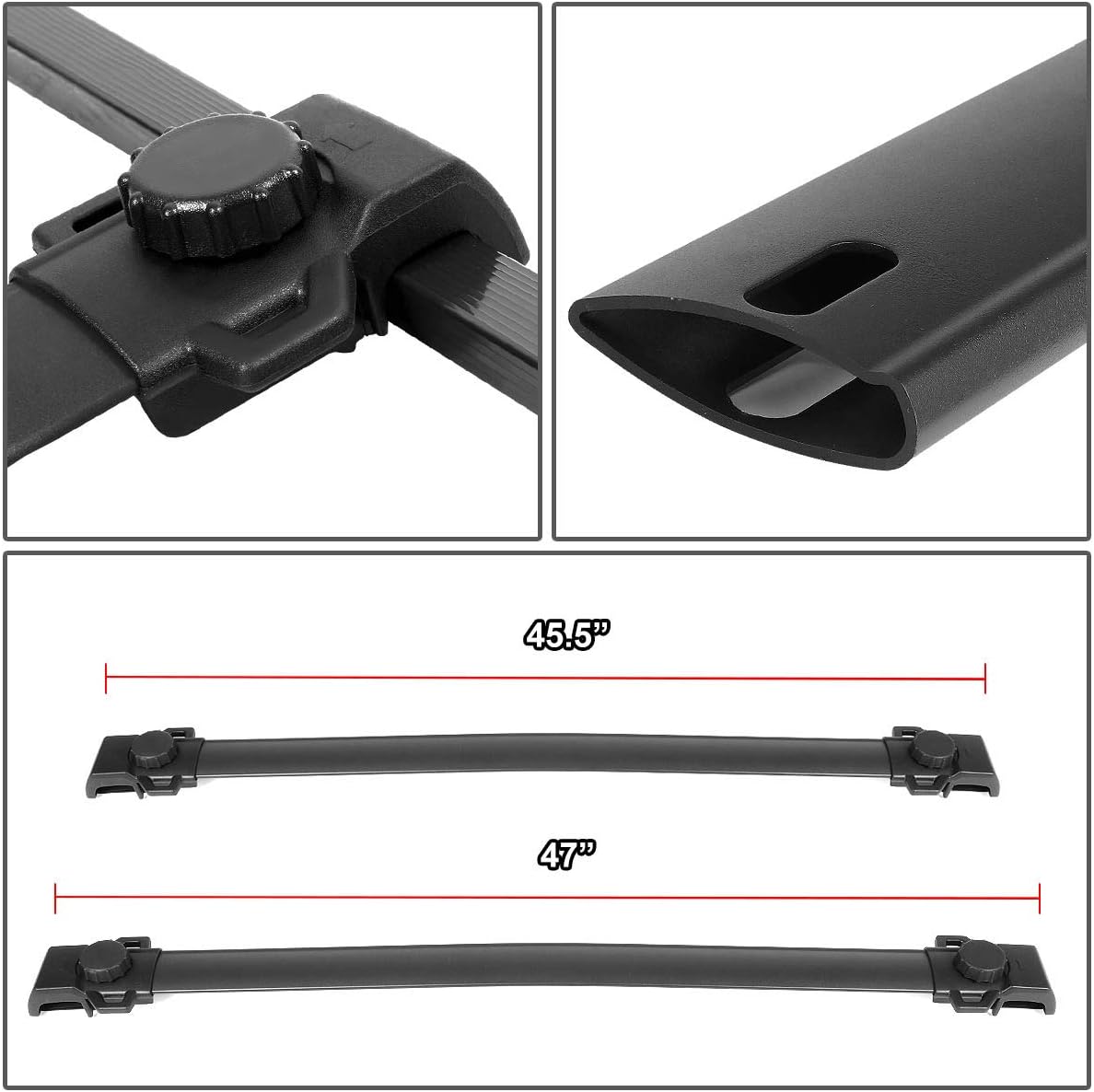 DNA Motoring PT-ZTL-8081 Pair Aluminum Car Roof Rack Cross Bars Compatible with 15-19 Jeep Renegade,Black