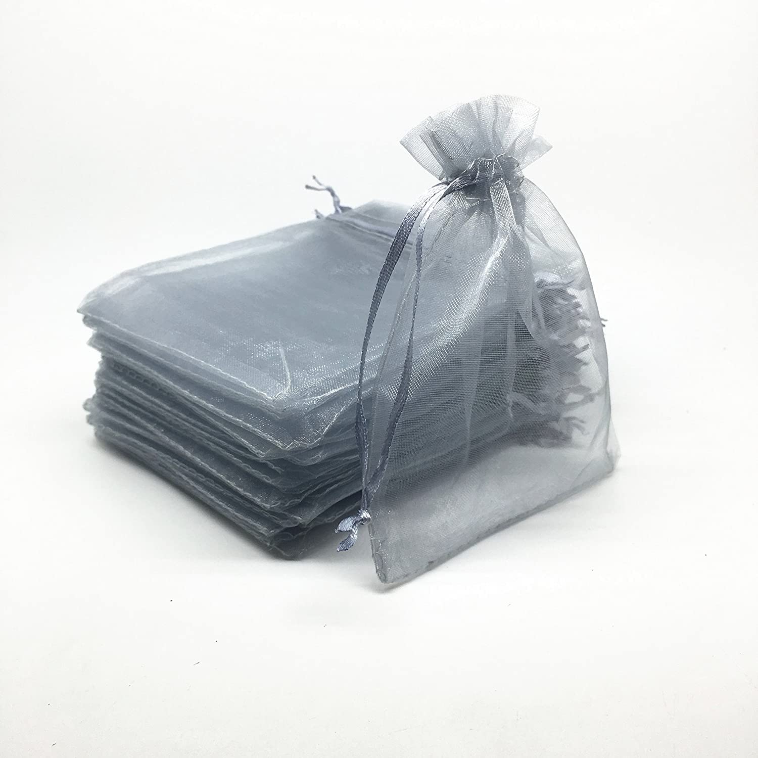 50 Organza-Beutel – Ca. 9x12 Cm, Grau | Für Gastgeschenke, Süßigkeiten & Schmuck