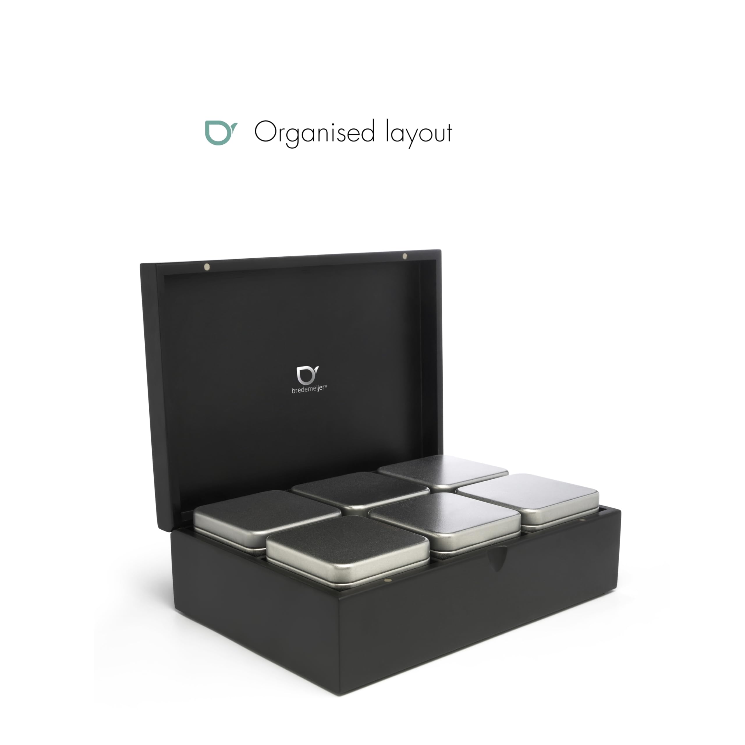 Bredemeijer Coffret à thé noir avec 6 boîtes 184009