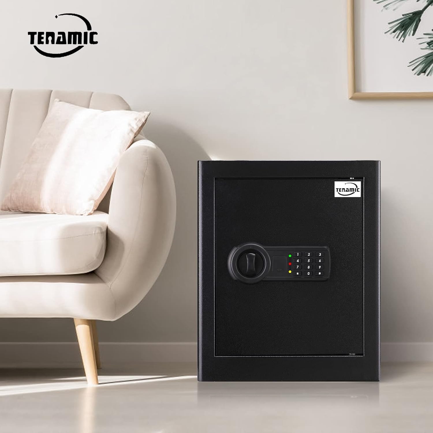 Tenamic Safe Box 1.8 Cuft Fireproof Waterproof Home Safe, Keypad Large Lock Box Cabinet Safes, Solid Alloy Steel Office Hotel Home Safe, Black - - 