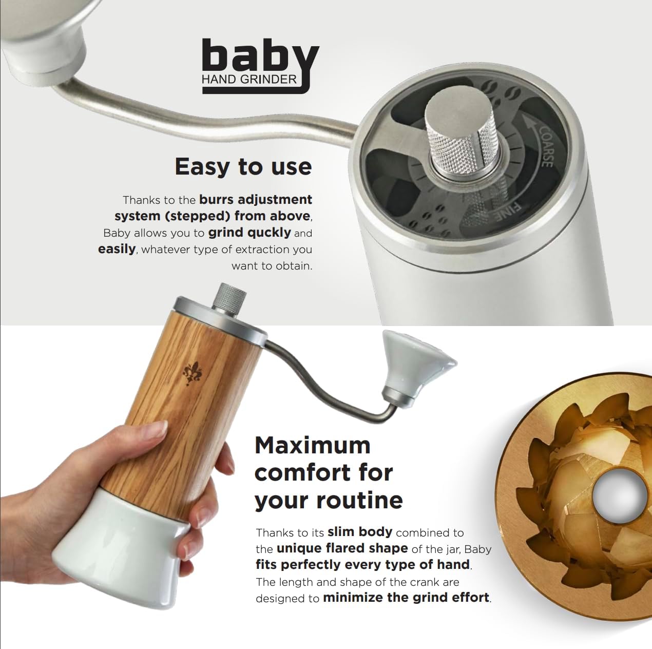 Eureka Baby Manual Coffee Grinder components laid out