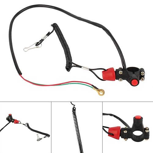 Miniatura 3 de 2 piezas de cable de amarre para moto de nieve, 12 V, 2 cables ATV interruptor de matanza para motor de motor interruptor de muerte para manillar