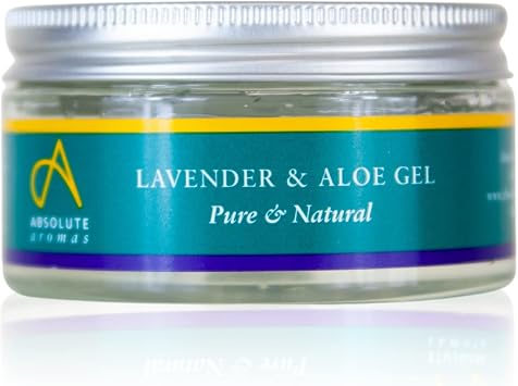 Absolute Aromas Aloe Vera & Lavender Gel 100g - Pure Aloe Vera Hydrating Face & Body Moisturiser, Natural Aloe Cream for Dry Skin, Sunburn, Acne, Soothing & Moisturising