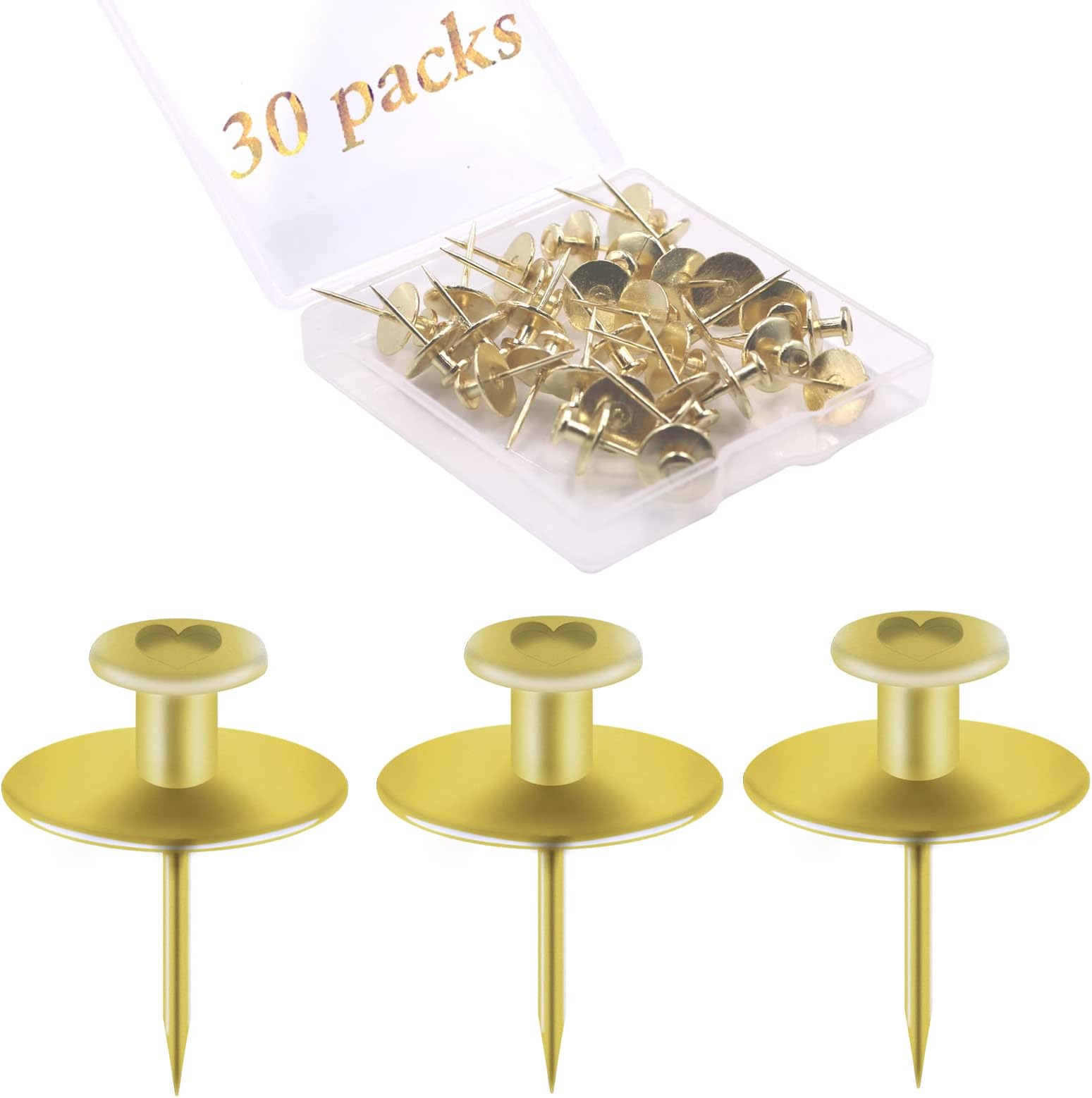 BoxedHome 50 Pcs Double-Headed Picture Hangers Nails, Decorative Push Pin Hanging Wall Tacks Hangers Nails For Home Classroom Office Study Room Drywall Black Gold - View #8