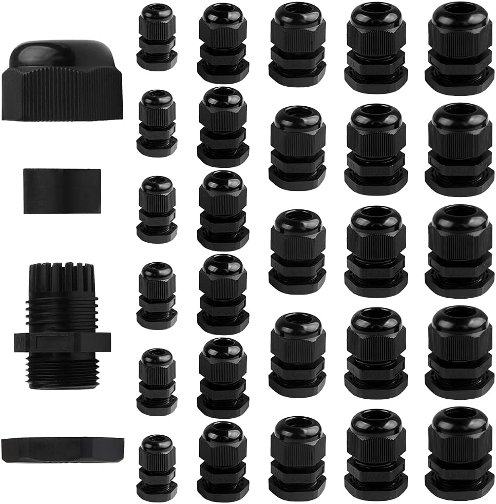 Cable Gland Waterproof Uxcell M25 IP68 Nylon Joint Adjustable Locknut Cord Grip