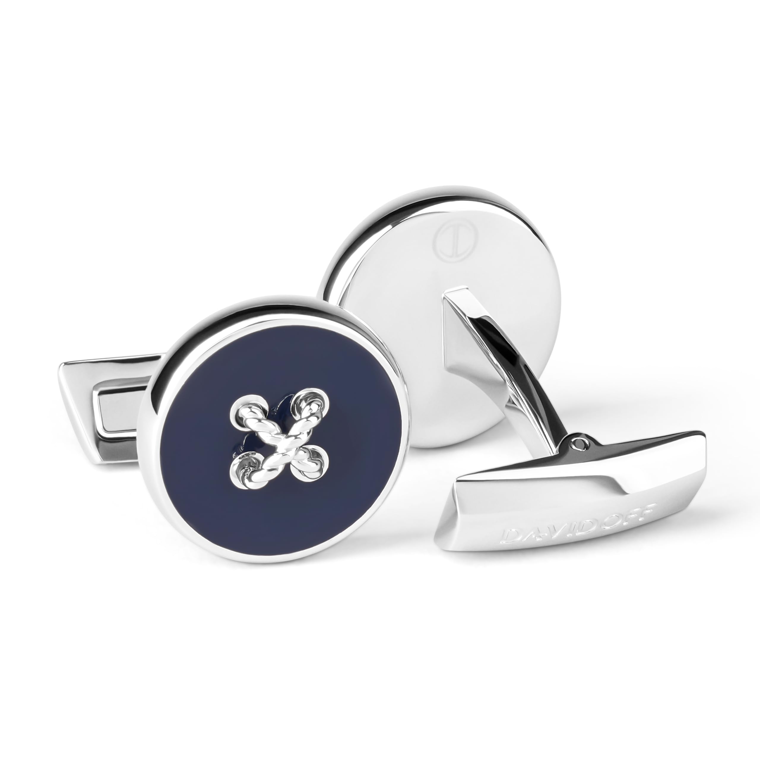 DAVIDOFF ESSENTIALS Manschettenknöpfe – exklusive rhodinierte und lackierte Messing Manschettenknöpfe – stilvolle Herren Accessoires in Knopf-Optik