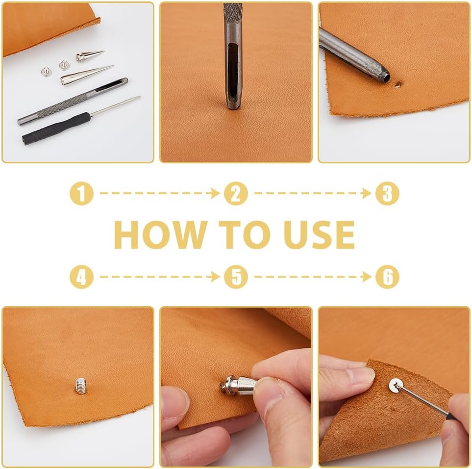 SUPERFINDINGS 50 Sets Long Punk Spikes and Studs for Clothes Large Leather Rivets Screwback Studs with Screwdriver and Hole Craft Silver Cone Spikes for Cosplay Clothing Shoes Belts Bags Dog Collars - Image 5