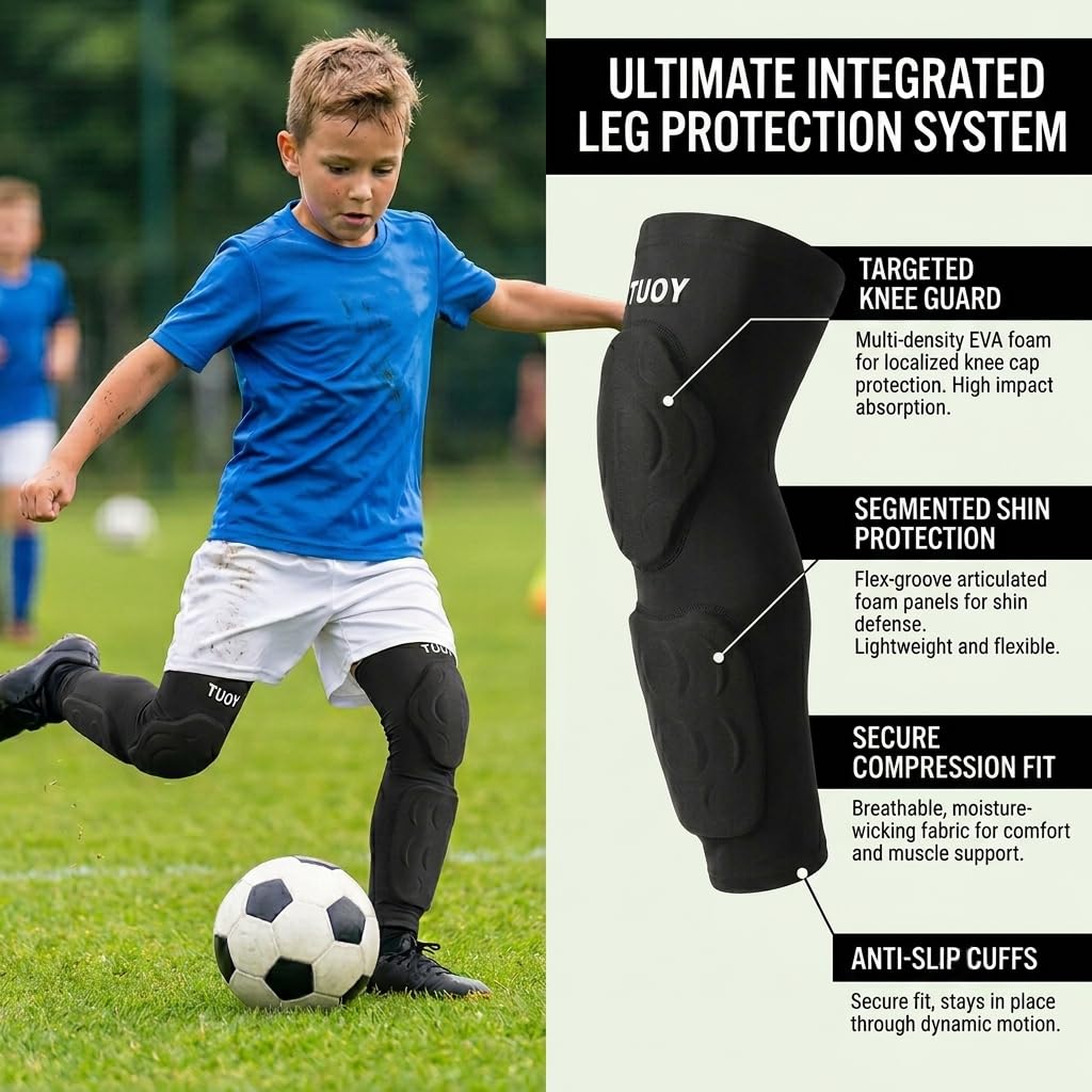 Espinilleras para fútbol y rugby, almohadillas de apoyo transpirables con protección mejorada contra impactos, mangas de compresión para atletas de niños y niñas, equipo de protección para