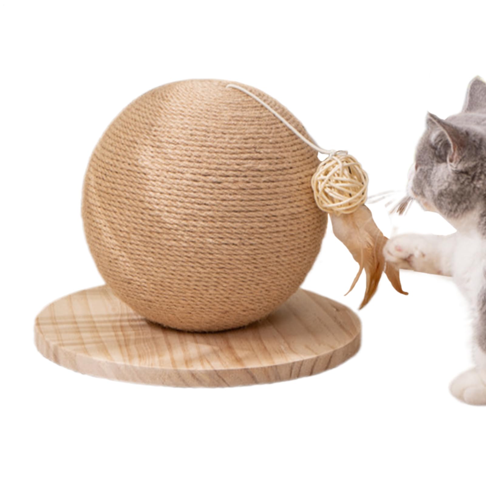 Jeu intérieur chat : balle en sisal à gratter pour l'exercice