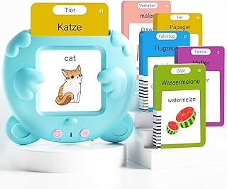 German and English Talking Flash Cards for Toddlers, 510 Sight Words Bilingual Learning Toys for Children, Autism Pocket Speech Therapy Toys, Deutsch Vocabulary Educational Flashcards