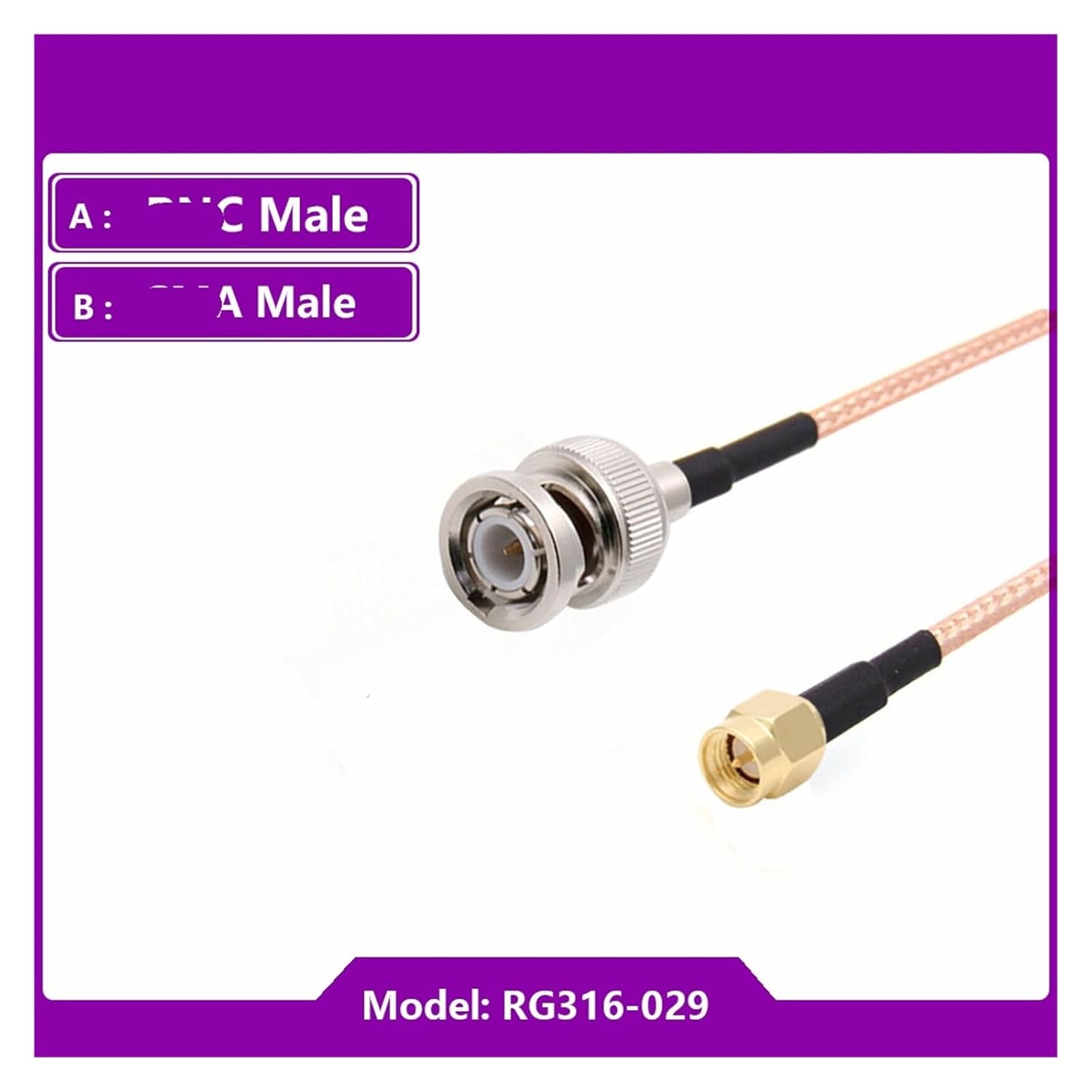 Coaxial RG316 Cable Male Adapter Extension Splitter(M to M,1M 3.28ft)