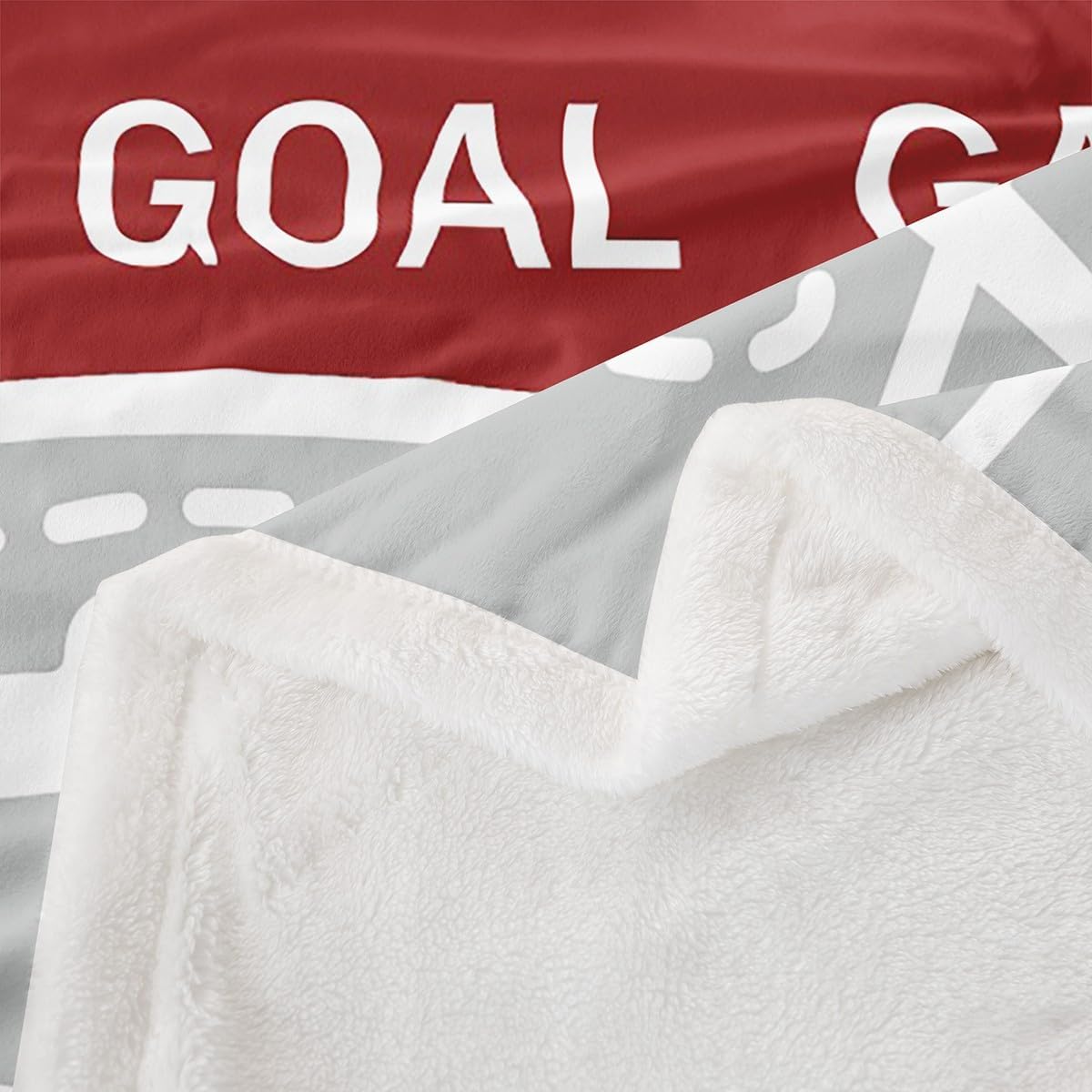 Feelyou American Football Fleece Throw Blanket Football Print Sherpa Blanket for Kids Boys Girls Soccer Sport Game Plush Blanket Red Grey Fuzzy Blanket for Sofa Bed Couch,Queen 90x90 Inches