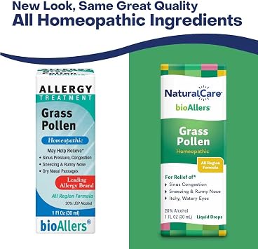 bioAllers NaturalCare Grass Pollen Homeopathic Liquid Drops, 1 Fl Oz | May Provide Support Through Sinus Congestion, Sneezing & Runny Nose, Itchy, Watery Eyes