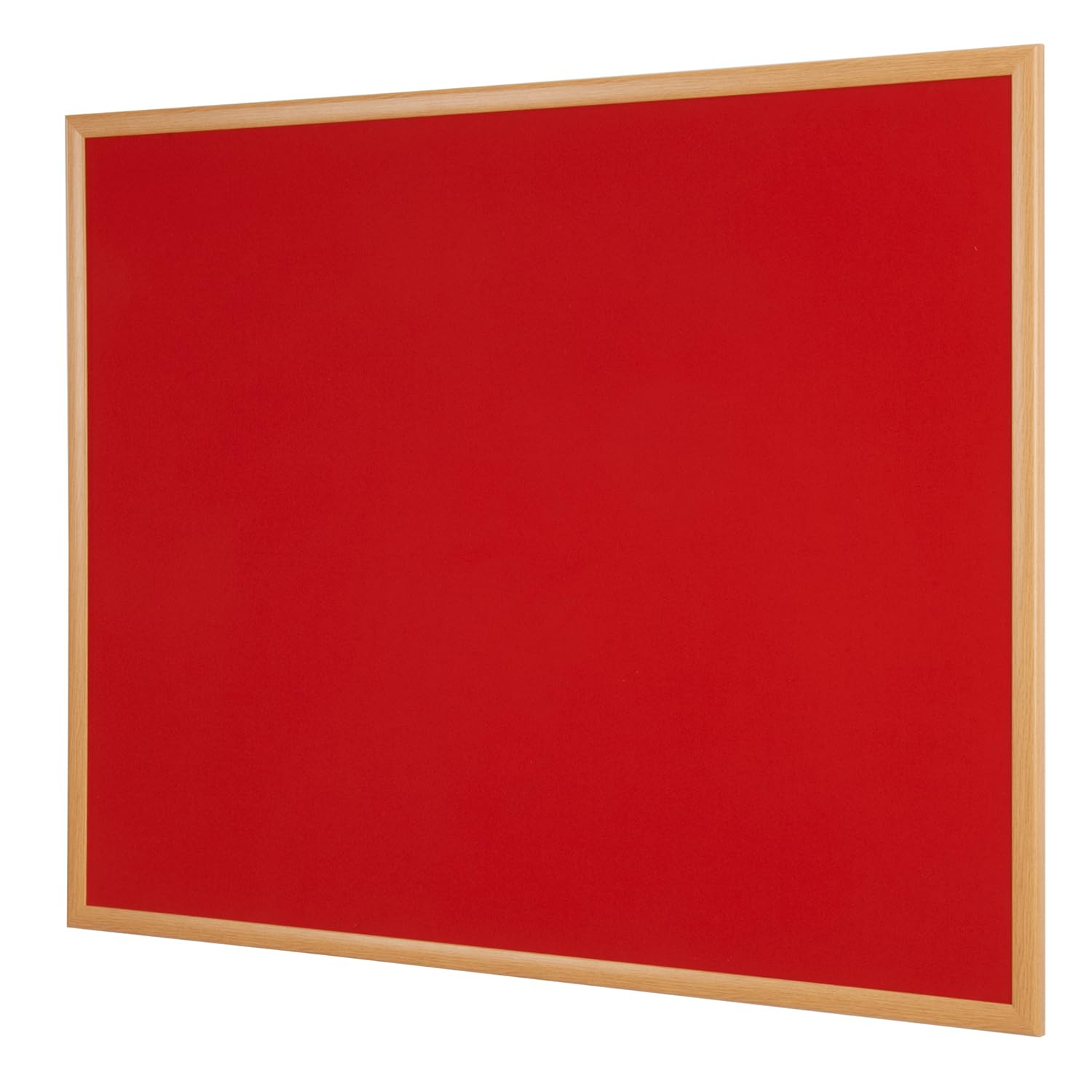Metroplan Eco Friendly Red Felt Pinboard, 120 x 90cm Wooden Light Oak Frame Noticeboard, Wall Mounted, Ideal for Office, School, Home and Healthcare