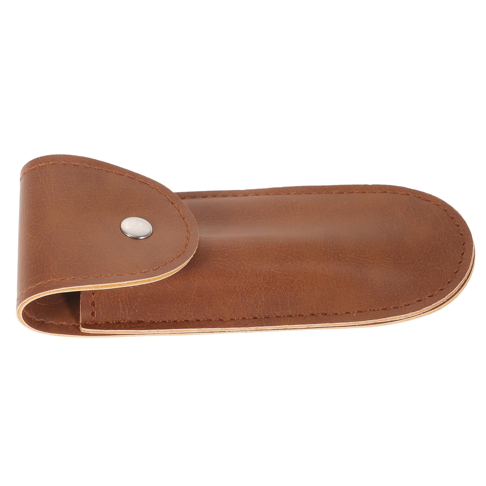 WOFASHPURET PU Leather Travel Razor Cover for Men Brown Protective Case for Manual Razors Stylish and Durable Razor Holder for Grooming Kits and Travel Storage