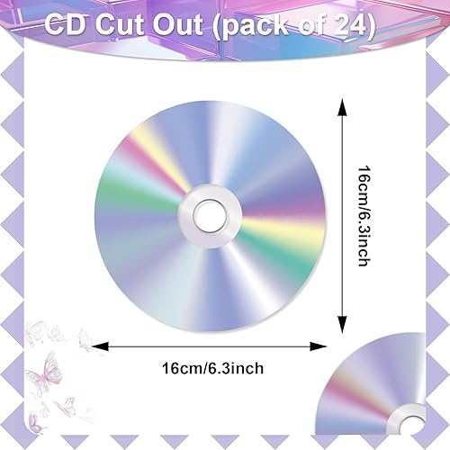 Miniatura 2 de 60 piezas de decoraciones de fiesta de los años 90, retro, temática de los años 90, espirales colgantes, CD disco recortado, decoración de pared,