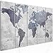 murando Cuadro en Lienzo Mapa del mundo 200x80 cm Impresión de 5 Piezas Material Tejido no Tejido Impresión Artística Imagen Gráfica Decoracion de Pared Gris Concreto k-C-0087-b-m