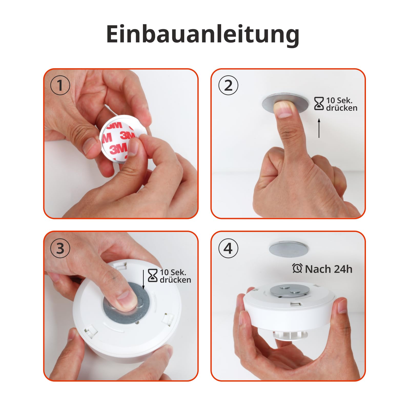 Wisualarm Rauchmelder mit Magnethalterung, 10 Stück, 10 Jahre Batteriewechsel, Feuermelder mit Stumm-/Testtaste, TÜV-Zertifiziert nach EN 14604