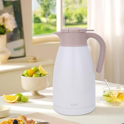 Miniatura 38 de Jarra térmica de acero inoxidable para café, termo de doble pared sellado al vacío, 12 horas de retención de calor Negro