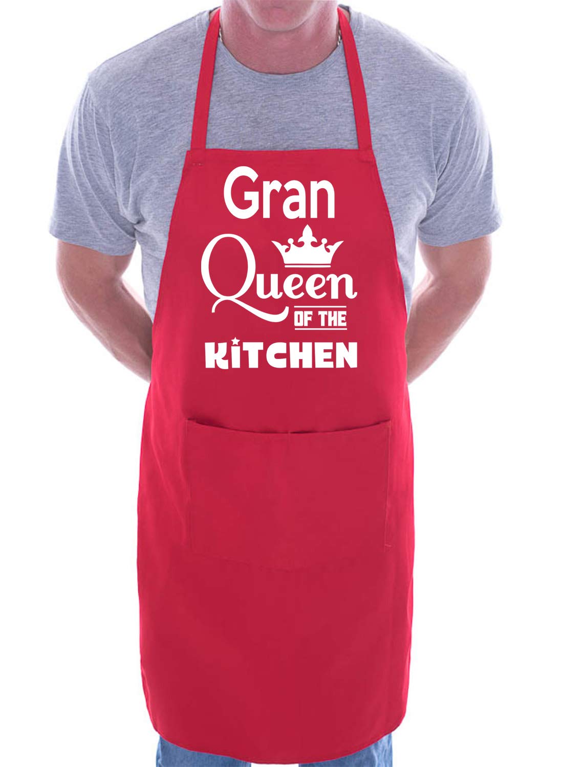 Print4u Women's Red Gran Is Queen Of The Kitchen Chef Apron Cooking Novelty Baking Gag Gift Present