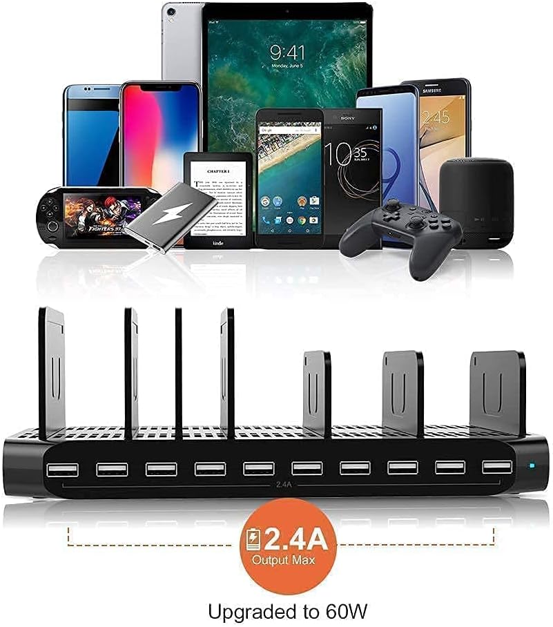 bundle alxum ipad charging station 10 port usb multiple device charger with smart ic tech and 10 port 60w usb charging station multiple charger statio