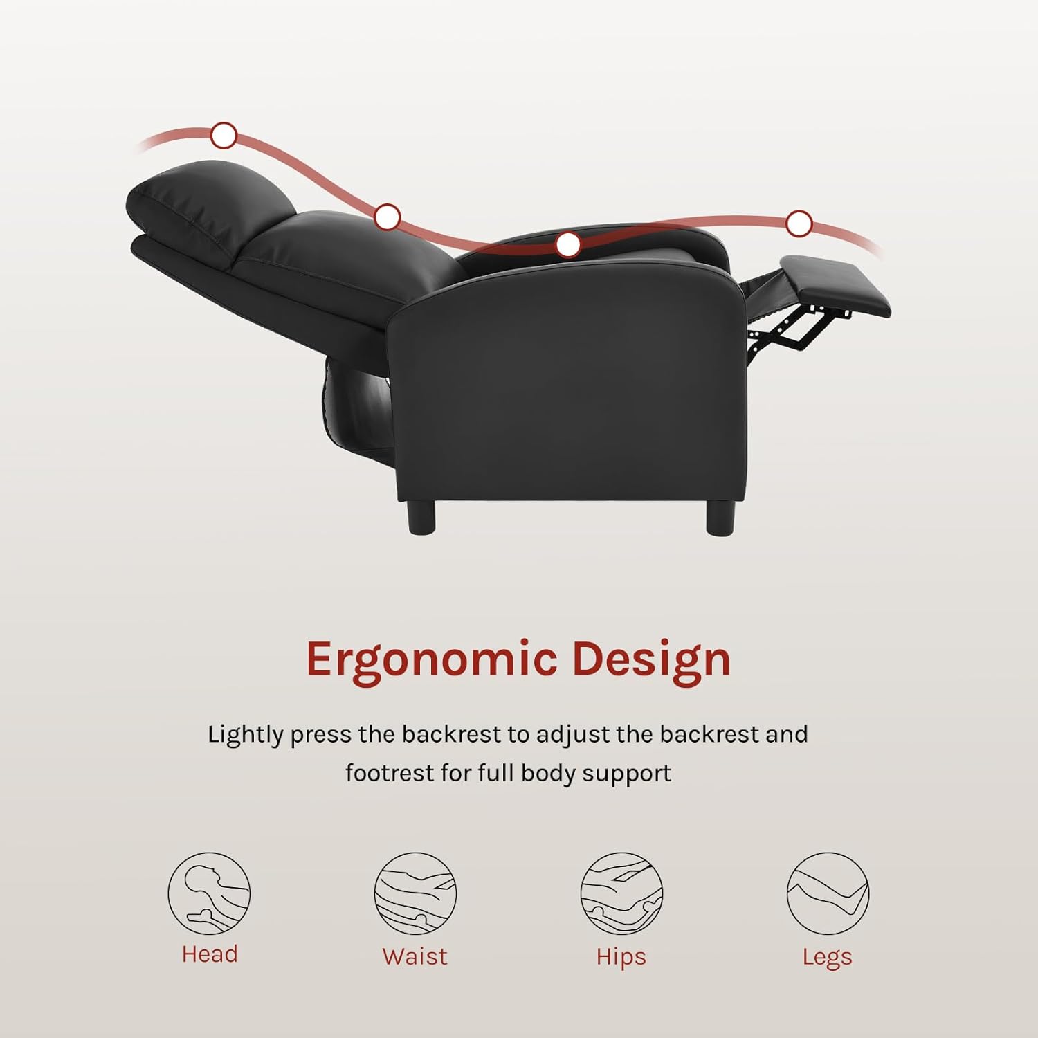Close-up view of the reclining mechanism of the WOLTU SKS57sz chair, showing the footrest extended and the backrest tilted.