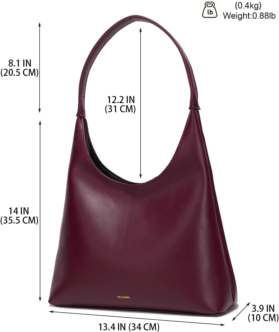 Vegan Leather Hobo Bag for Women, Medium Summer Purse, Slouchy Shoulder Tote Bags, Work Everyday Handbags with Zipper - Image 5