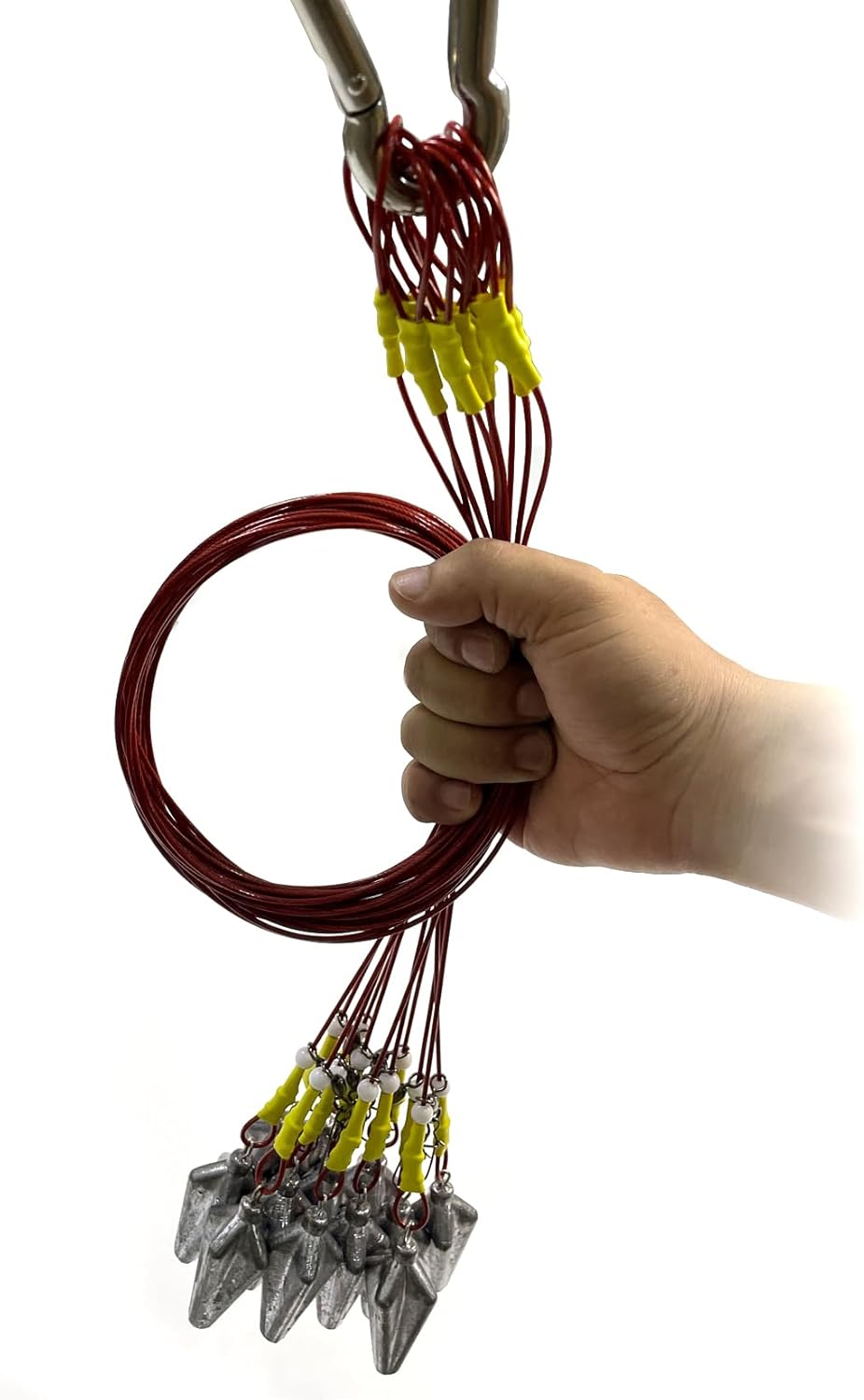 Duck Decoy Weights, Pre-Rigged Hunting Anchors, Stainless Steel wirerope and Coated, Stainless Swivel and carabiners, Geese and Duck Hunting, Waterfowl Hunting.