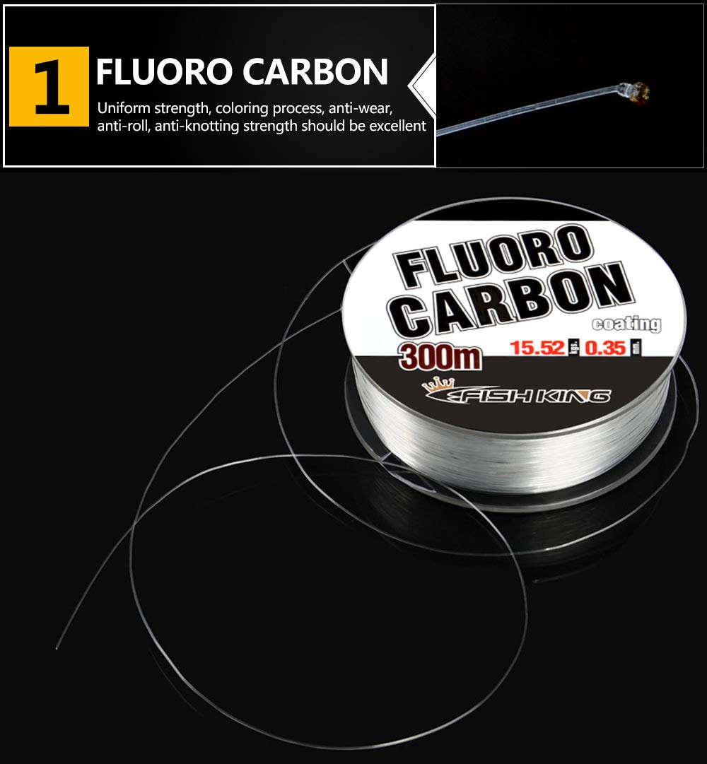 TABANA Fluoro Fishing Line, 100% Fluoro Carbon Fishing Line, 330Yds, Invisible, Faster Sinking, Extra Sensitivity, Abrasion Resistance, Low Memeory, 30-45 LB (29.76LB(13.5kg)/0.3mm - 330yds)