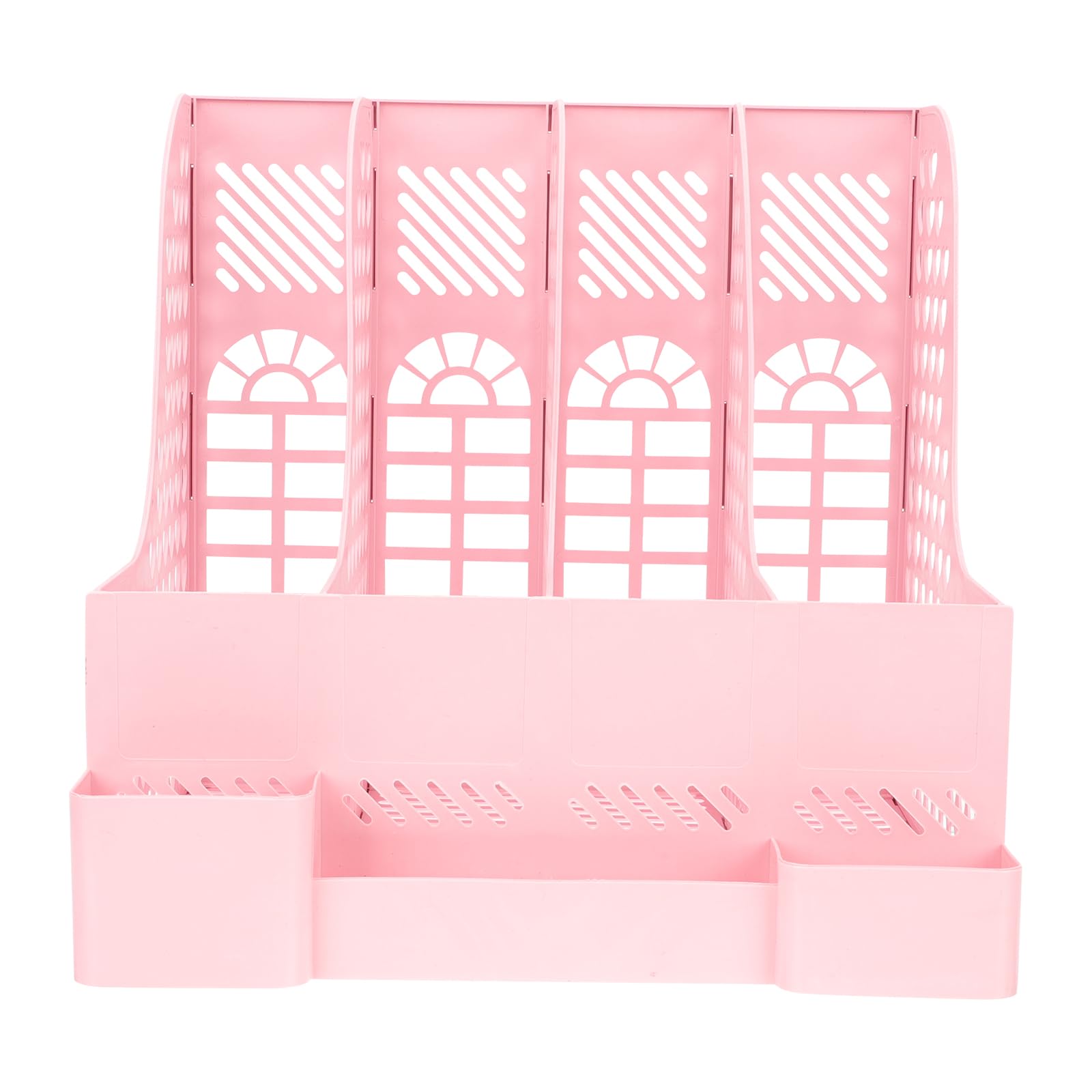 Organiseur de livres et documents en plastique rose compartiments multiples Healvian