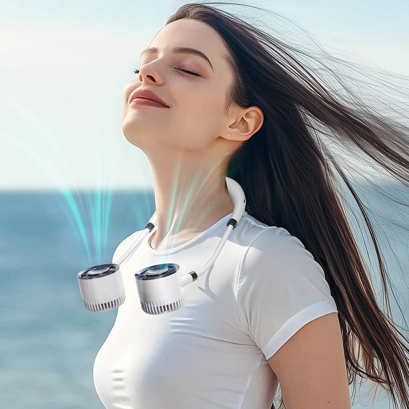 YZYOE LEDディスプレイ付き多機能充電ネックファン、仕事と生活の新型携帯ファン、4モード。