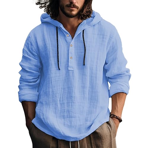 Sweatshirts Hoodie for Men Hooded Long Sleeve Button Up Pullover