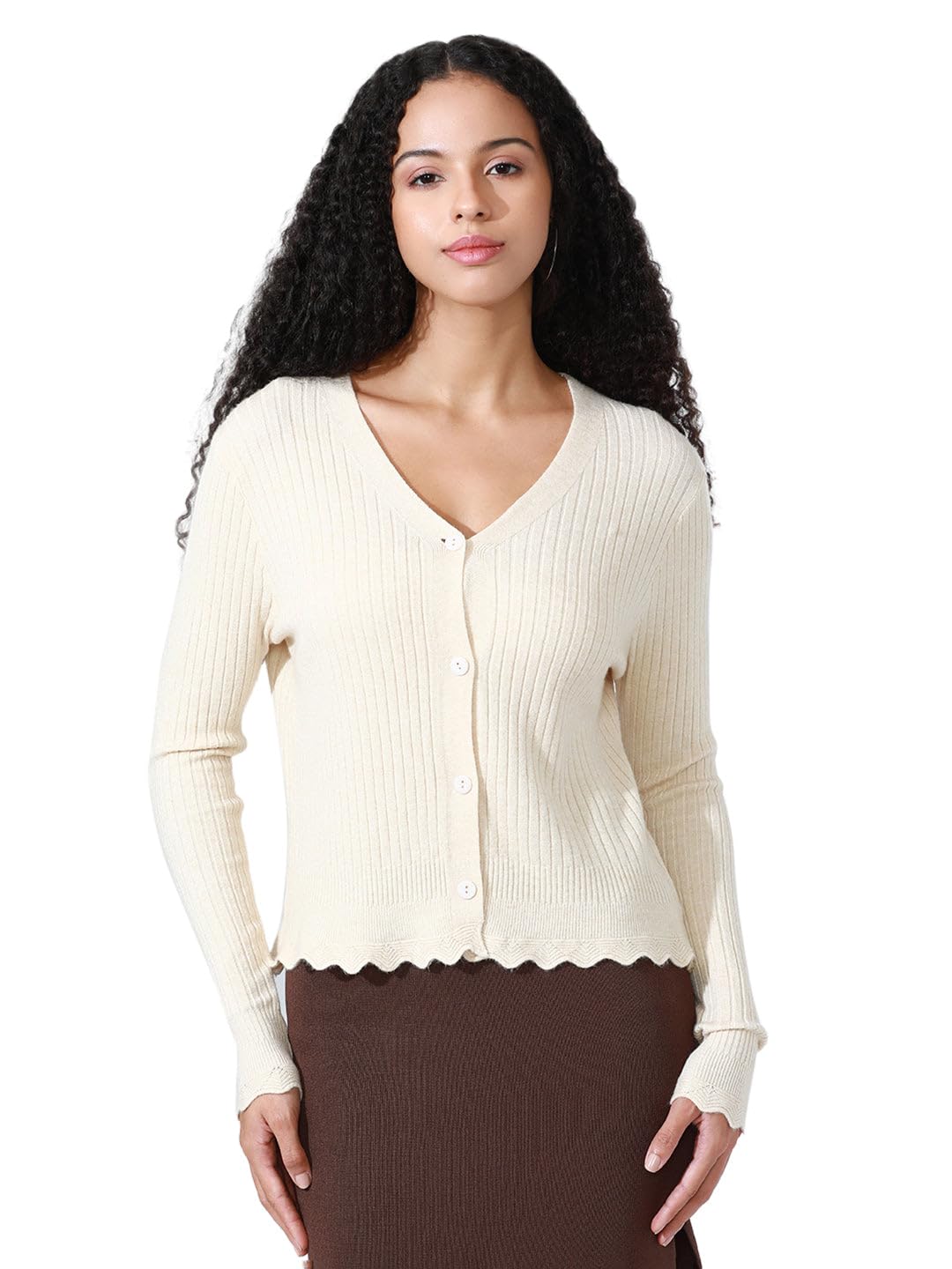 showoffff Women's Beige Ribbed Top-CHN-793_Beige-picture-11