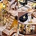 TuKIIE DIY Miniature Dollhouse Kit with Furniture, 1:24 Scale Creative Room Mini Wooden Doll House Accessories Plus Dust Proof & Music Movement for Kids Teens Adults(Satisfied Time)