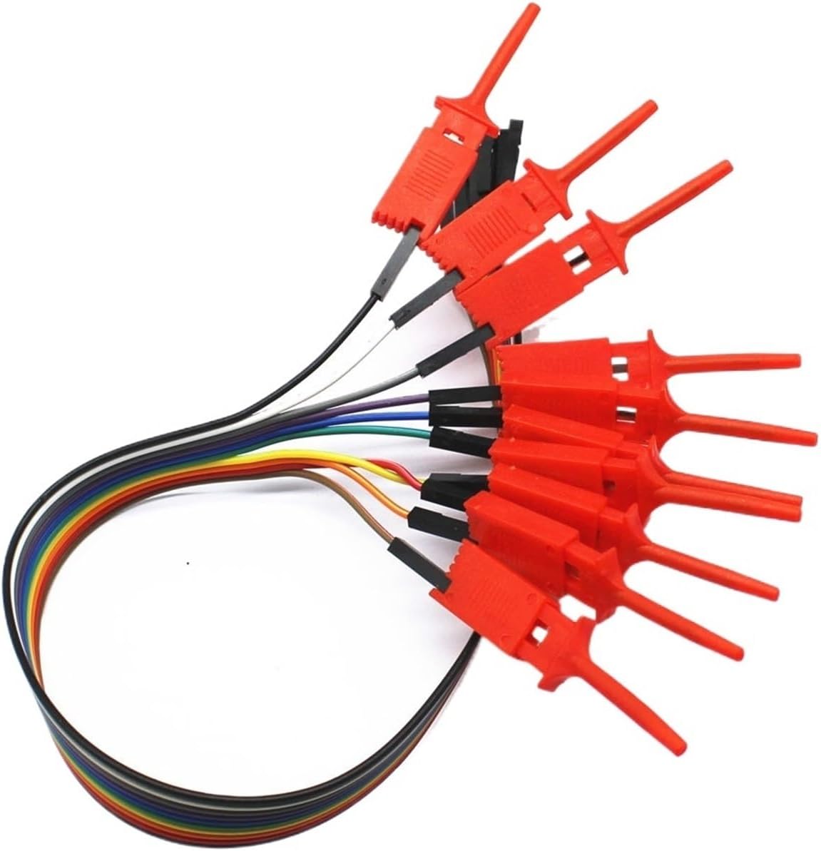 10pin High Efficiency Test Hook Clip Logic Analyzer Cable Gripper Probe Test Clamp Kit for USB 24M 8CH Alligator Clip(Alligatorclip Female,30cm)
