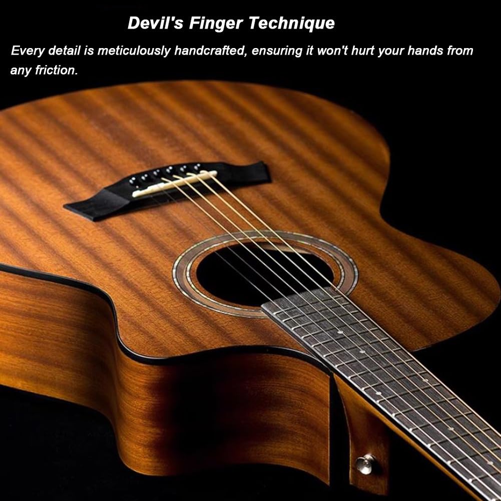 Kit per chitarra acustica, a spalla mancante, per principianti, include custodia, accordatore, tracolla, corde, plettri e capotasto