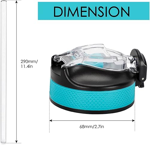 Miniatura 2 de Botella de agua con popote para Giotto - Botella de agua motivacional de 32 onzas con marcador de tiempo (azul, rosa), tapa de boca ancha