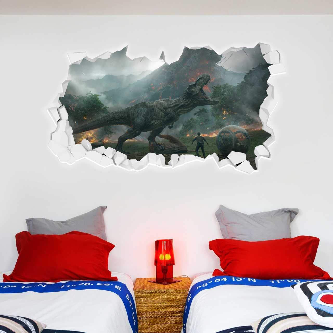 Jurassic World Wall Stickers 'Fallen Kingdom' T-Rex Dinosaur Broken Wall Decal (120cm)
