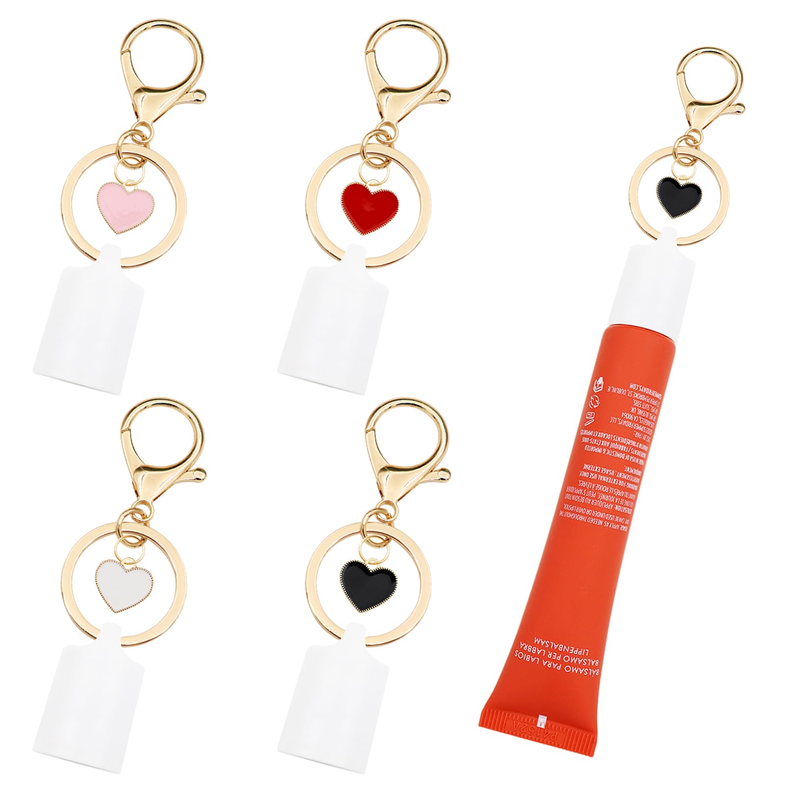 TTYY 4 PCS Lip Balm Cap Keychain for Summer Fridays 0.5 Oz Heart Lip Gloss Keychain for LANGIGE 0.35 oz（No Lip Balm）