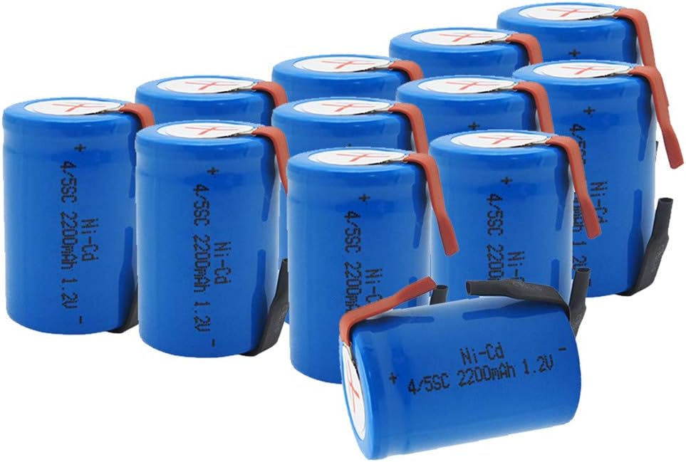GEILIENERGY 1.2V 4/5 SubC Sub C 2200mAh NiCd Rechargeable Battery for Power Tools with Tab(Pack of 12)