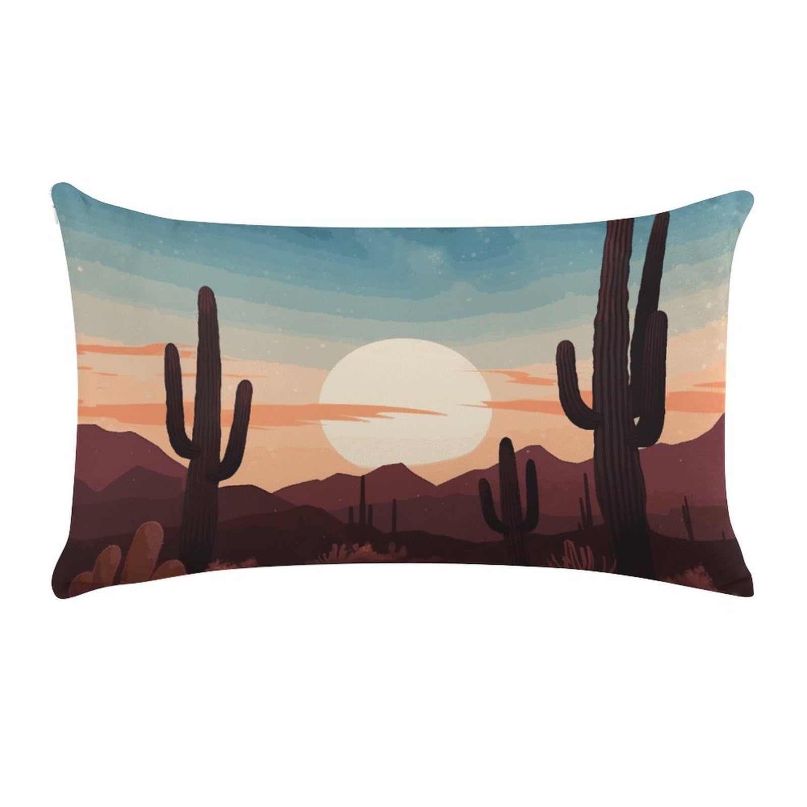 Desert with Cactus Pillow Cases for Sofa, Super Soft Plush Pillow Cover with Zipper, Luxury Cozy Pillow Shams for All Seasons, Lightweight Pillowcases for Bedroom, 12" X 20"